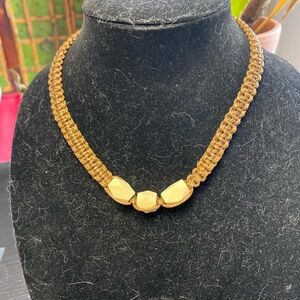 Woven silicone/polymer geometric bead necklace